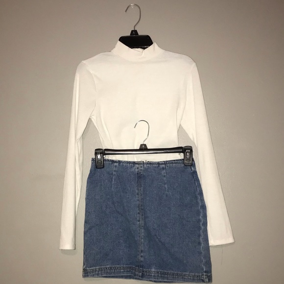 PacSun Other - Denim Skirt & White Long Sleeve Turtle Neck